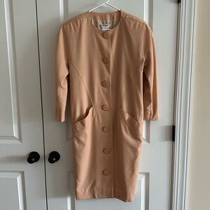 Vintage Guy Laroche 100% Wool Peachy Tan Long Dress Coat